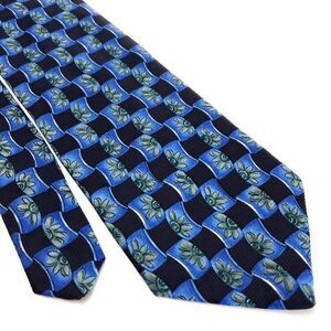 Ketch Polyester Blue Geometric Floral Short Wide Tie‎